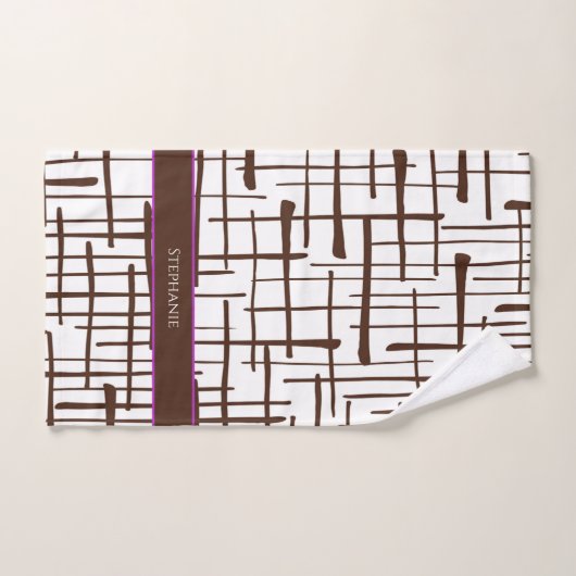 Minimalist Brown Linework Personalized | Dink Well (Serviette à main)