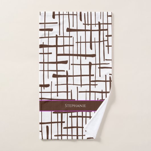 Minimalist Brown Linework Personalized | Dink Well (Serviette à main)