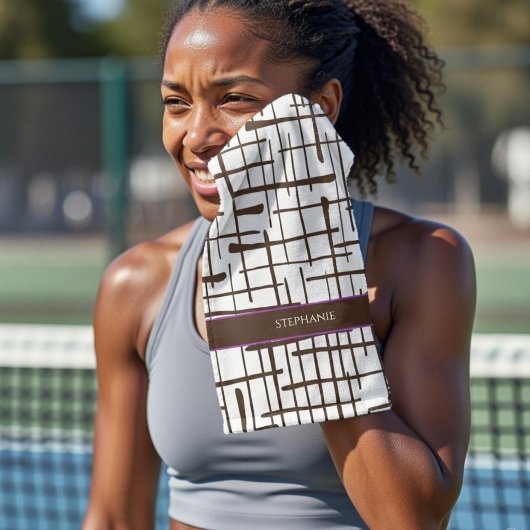 Minimalist Brown Linework Personalized | Dink Well Handdoek