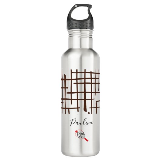 Minimalist Brown Linework Personalized | Dink Well Waterfles (Voorkant)
