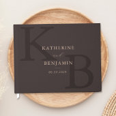 Minimalist Brown Monogram Modern Wedding Gastenboek