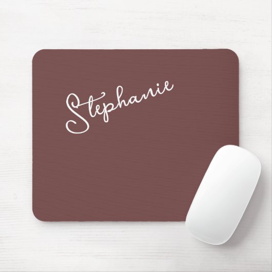 Minimalist Brown Trendy Script Personalized Name Muismat (Met muis)