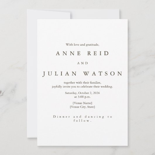 Minimalist Brown Wedding Invitation with a photo (Dos)