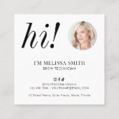 Minimalist Brows Microblading Elegant Salon Foto Vierkante Visitekaartje (Achterkant)