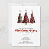 Minimalist buffalo plaid Christmas tree invitation (Devant)