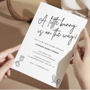 Minimalist Bunny Baby shower Invitation Rabbit Kaart