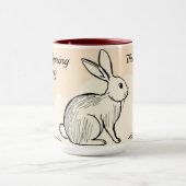Minimalist Bunny Personalized Coffee Mok (Midden)