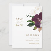 Minimalist Burgundy & Gold SAVE THE DATE Kaart (Voorkant)