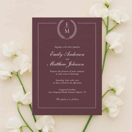 Minimalist Burgundy Wedding Invitation