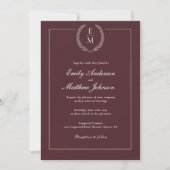 Minimalist Burgundy Wedding Invitation Kaart (Voorkant)