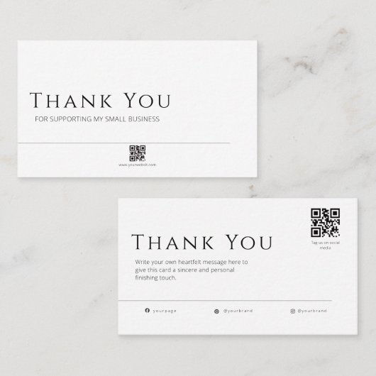 Minimalist Business Card, QR Code Insert Card Visitekaartje (Voorkant / Achterkant)