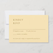 Minimalist Butter Yellow Modern Wedding RSVP Kaartje (Voorkant)