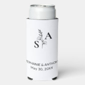 Minimalist BW Monogram Wildflower Wedding (Seltzer Achterkant)