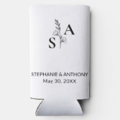 Minimalist BW Monogram Wildflower Wedding (Achterkant)