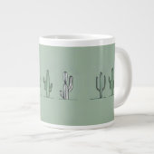 Minimalist Cactus Line Art Mug Extra Grote Beker (Voorkant rechts)
