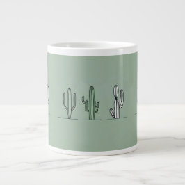 Minimalist Cactus Line Art Mug Extra Grote Beker