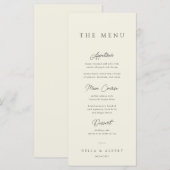 Minimalist Calligraphic Ivory Wedding Menu (Voorkant / Achterkant)