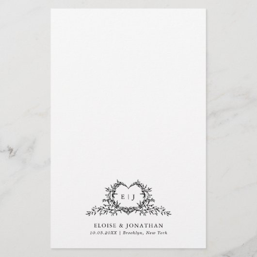 Minimalist Calligraphy Crest monogram Wedding Menu (Dos)