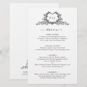 Minimalist Calligraphy Crest monogram Wedding Menu (Devant / Derrière)