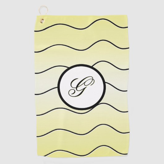 Minimalist Calligraphy Initial Subdued Yellow Golfhanddoek (Voorkant)