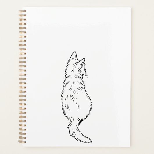 Minimalist Cat Back View Line Art Daily Planners (Devant)
