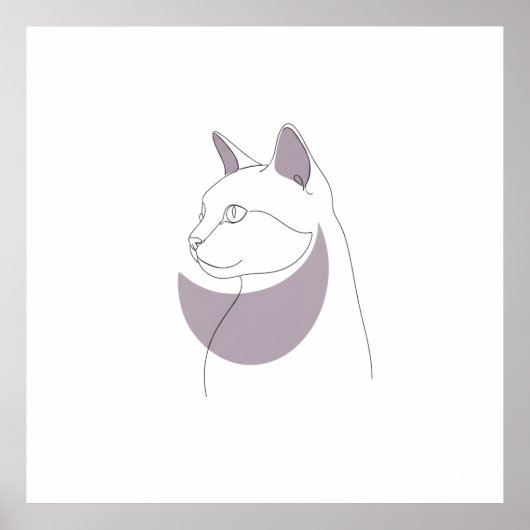 Minimalist Cat Essence Line Art Poster (Devant)