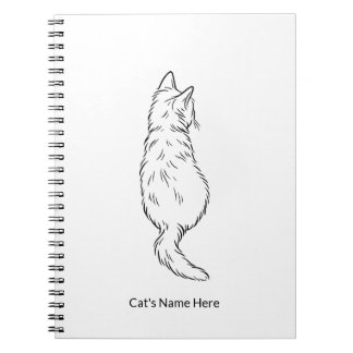 Minimalist Cat Line Art Personalized Name Notebook Notitieboek