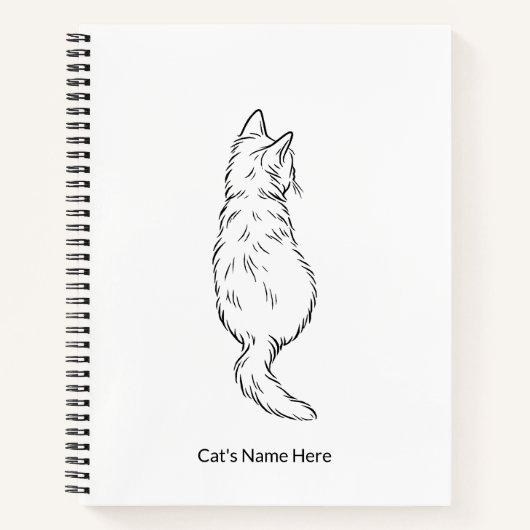 Minimalist Cat Line Art Personalized Name Notebook Notitieboek (Voorkant)