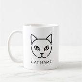 Minimalist "CAT MAMA" Mug | Cute Modern Cat Face (Gauche)