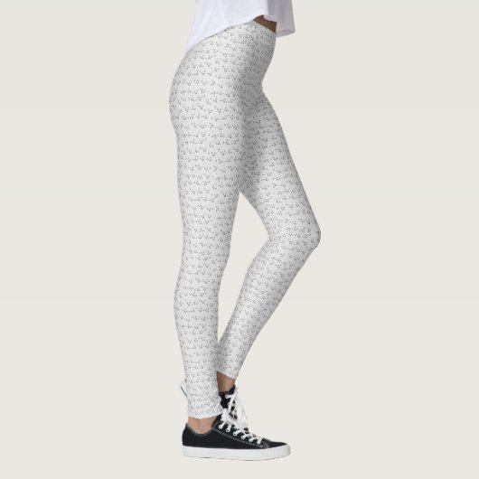 Minimalist Cat Pattern Leggings – Light Gray (Droite)