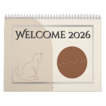 Minimalist Cat -Themed 2026 Desk Calendar Template