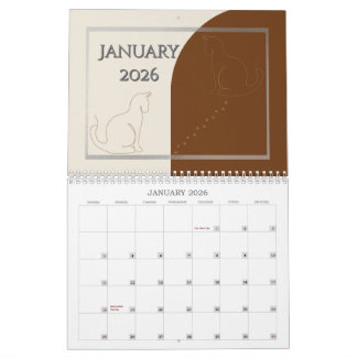 Minimalist Cat -Themed 2026 Desk Calendar Template Kalender