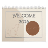 Minimalist Cat-Themed 2026 Desk Calendar Template Kalender (Hoes)