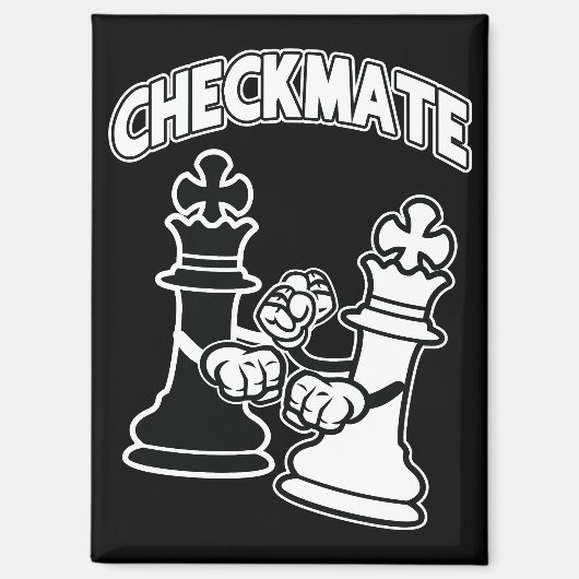Minimalist Checkmate Chess Art Black and White Magneet (Voorkant)