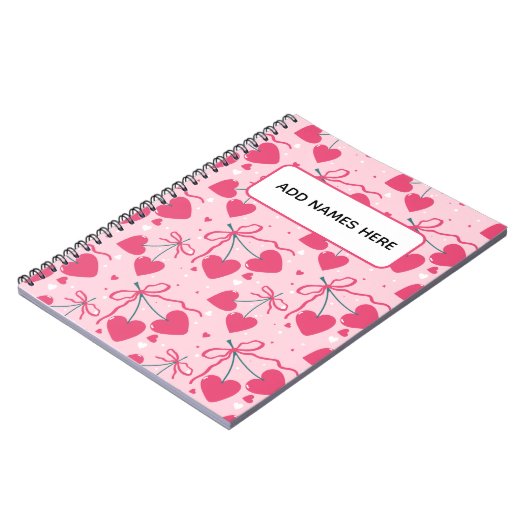 Minimalist Cherry Heart Notebook | Cute Retro Repe Notitieboek (Linkerzijde)
