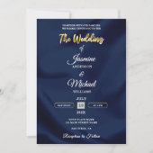 Minimalist Chic Navy & Gold Script Wedding Elegant Kaart (Voorkant)