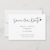 Minimalist Chic Script Heart Modern Wedding Save The Date (Voorkant)