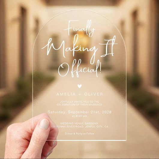 Minimalist Chic Script Typography Arch Wedding Acryl Uitnodigingen