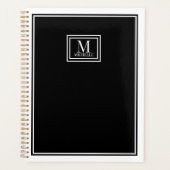 Minimalist Chic Two Boarder Monogram Name Black Planner (Voorkant)