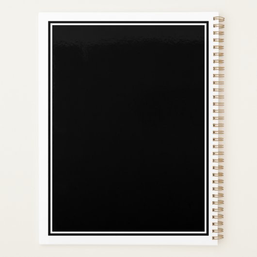 Minimalist Chic Two Boarder Monogram Name Black Planner (Achterkant)