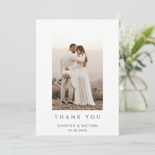 Minimalist Chic Wedding Photo Thank You Card Bedankkaart (Staand voorkant)