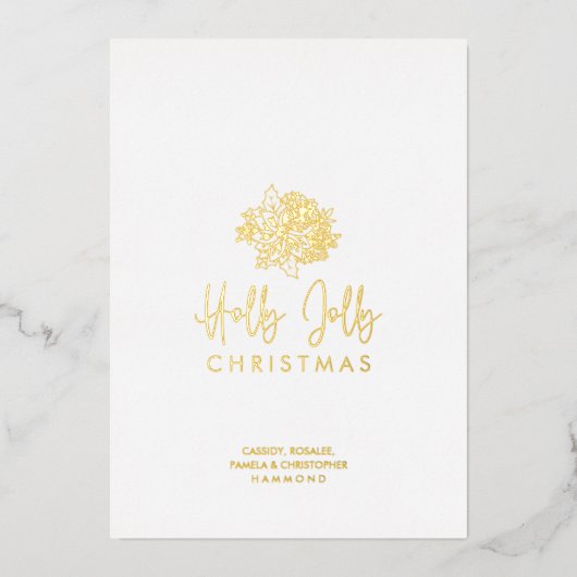 Minimalist Christmas Bouquet Script Calligraphy Folie Feestdagenkaart (Voorkant)