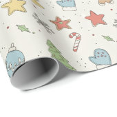 Minimalist Christmas Cookie Doodles Cadeaupapier (Rol Hoek)