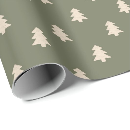 Minimalist Christmas Pine Tree Neutral Boho Winter Cadeaupapier (Rol Hoek)