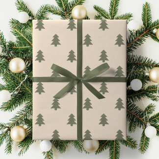 Minimalist Christmas Pine Tree Neutral Boho Winter Cadeaupapier