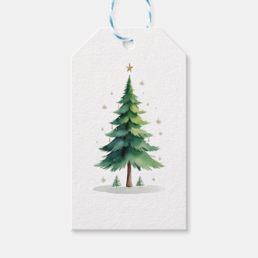 Minimalist Christmas Pine Tree Stickers – Holiday Cadeaulabel (Voorkant)