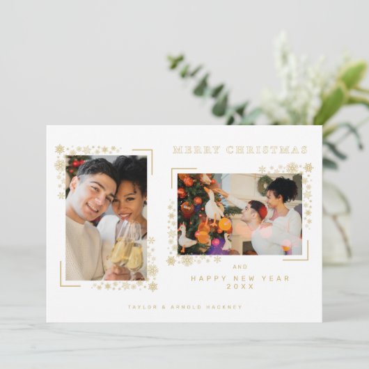 Minimalist Christmas Snowflakes 2 Photos Frame (Staand voorkant)