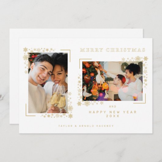 Minimalist Christmas Snowflakes 2 Photos Frame (Voorkant / Achterkant)