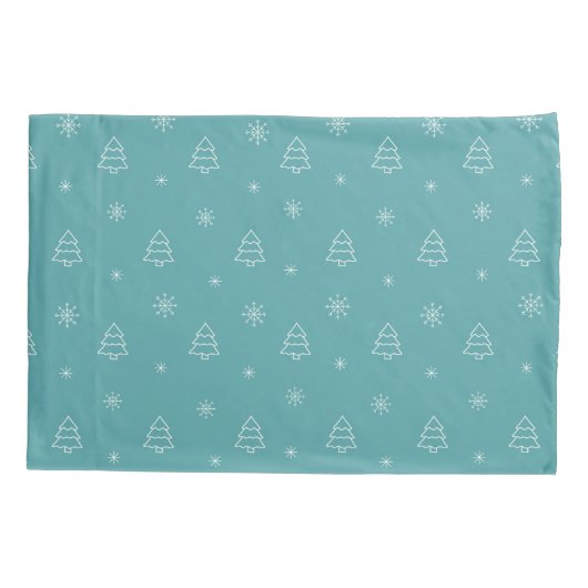 Minimalist Christmas Tree and Snowflake Pattern Kussensloop (Achterkant)