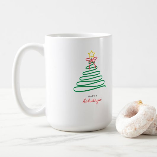 🎄 Minimalist Christmas Tree Holiday Mug (Avec donut)
